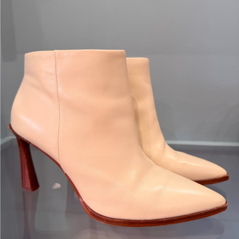 Dolce Vita Cream Leather Pointed Toe Ankle Booties